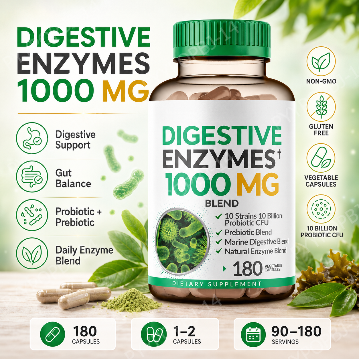 Digestive Enzyme Blend - Digestive Enzymes 1000 Mg Blend with