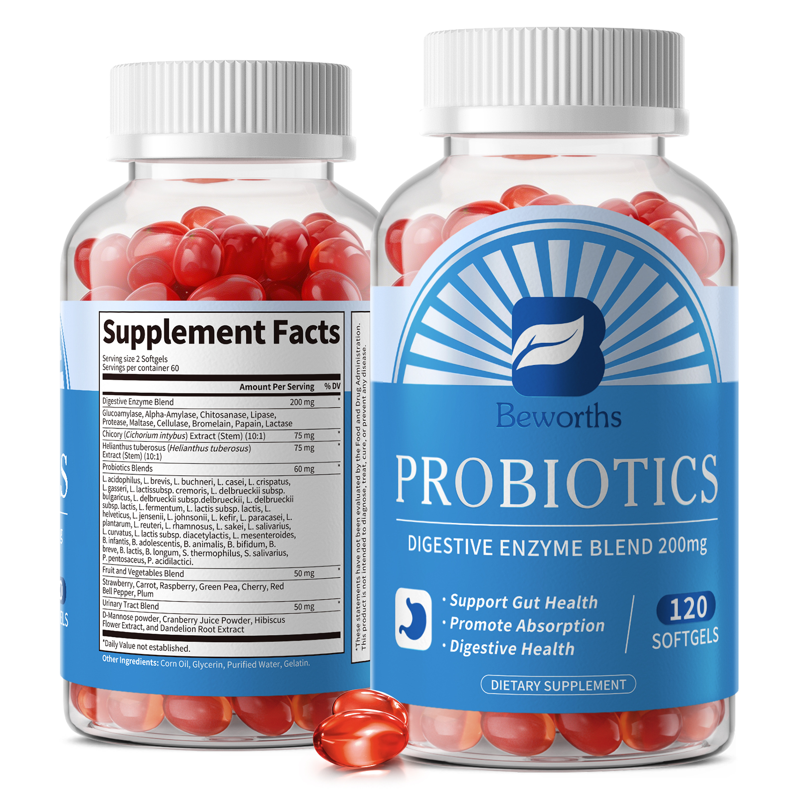 Digestive Enzyme Blend - BEWORTHS 120pcs Probiotic Digestive Enzyme Blend