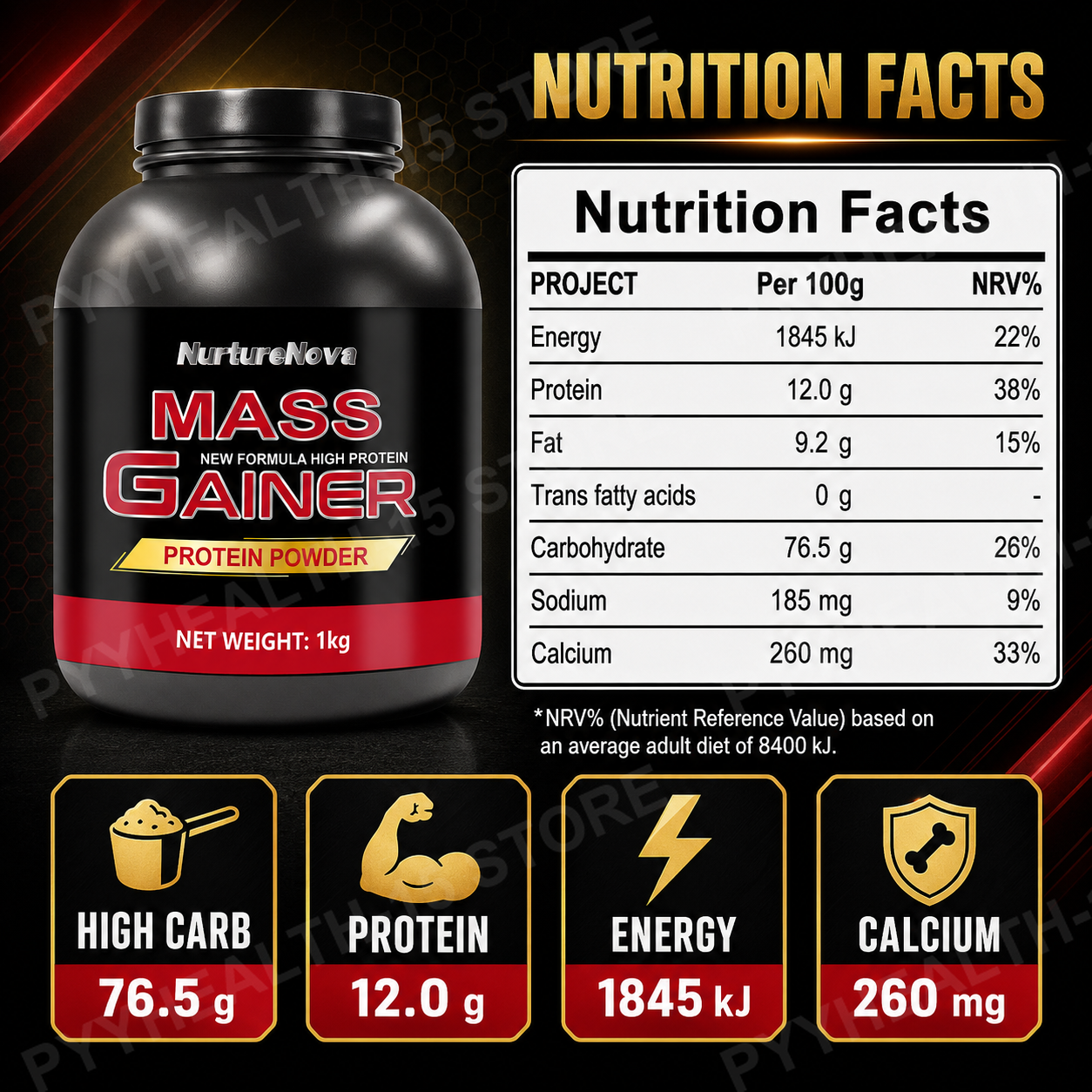 Mass Gainer Protein Powder 1kg - Nutrition And Fitness incelemesi ve fiyatı